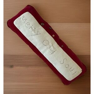 Christmas Pillow Lumbar Cottage  Handmade "Merry Old Soul" Holidays‎ 8 X 23"